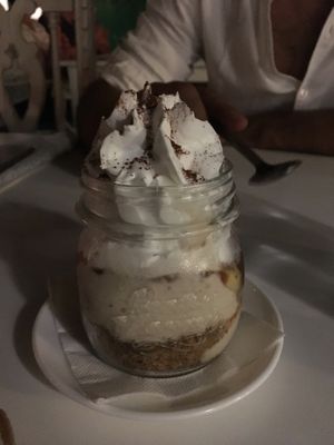 Banoffee - vegan cream, banana, caramel, and cookies at Bellaverde in Mallorca