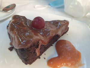 Warm chocolate cake. Really tasty at Bellaverde in Mallorca