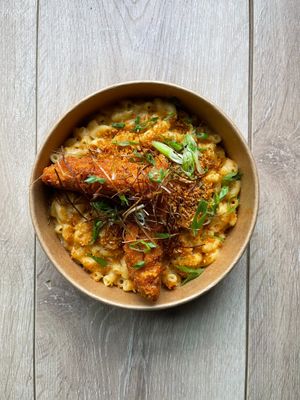 Fried Chick'n Mac & Cheeze at Komo Eats Vegan in Vancouver