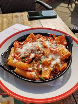Pasta with vegan cheese at Frankie & Benny's - Trafford Centre in Manchester
