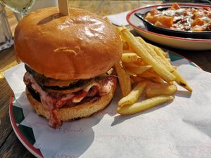 Vegan Beetroot burger at Frankie & Benny's - Trafford Centre in Manchester