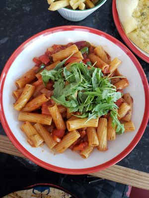 Red pepper, onion, chilli and garlic pasta, rigatoni. (VERY tasty!!) at Frankie & Benny's - Trafford Centre in Manchester