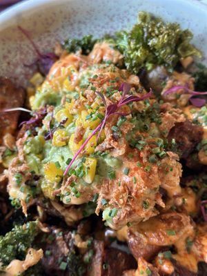 Crispy Courgette & Corn Hash  at Oeuf in Hove