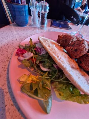 Falafel with pitta bread at Oscars Café Bar in Dublin