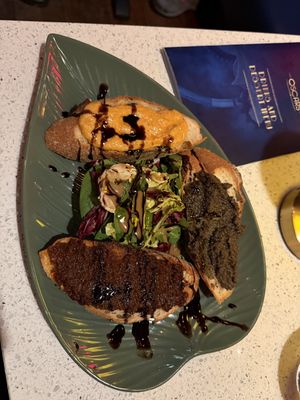 Trio of bruschetta  at Oscars Café Bar in Dublin