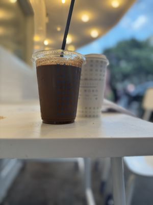Chocolate de agua hot and cold during a very nice February afternoon   at Churrería El Moro in Mexico City