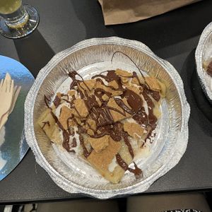 S’mores Crepe, especially impressive since it’s hard to find exceptional substitutes for marshmallows and graham crackers #Veganuary at VCrepes in Long Beach