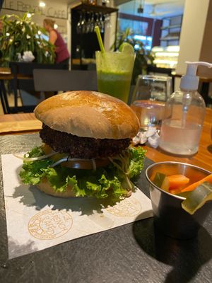 Vegan Burger at French Cafe in Uvita