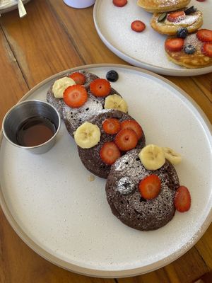 Vegan pancakes: so dry and tasteless that seemed like I was eating clay   at French Cafe in Uvita