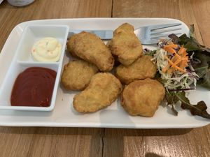 Nuggets with mayo and tomato sauce. So good 👌🏽  at VEGAN PHUKET in Phuket