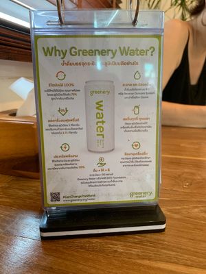 Water in a sustainable can  at VEGAN PHUKET in Phuket