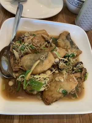 Tasty fish dish  at VEGAN PHUKET in Phuket