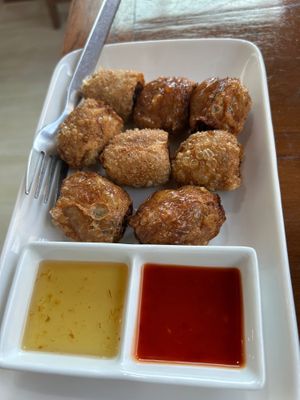 Vegan crab meat rolls. Just ok this time.  at VEGAN PHUKET in Phuket