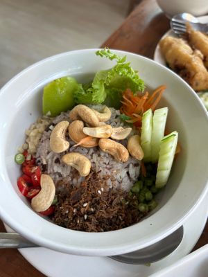 Fried rice with Chinese black olive. Really good when mixed up.  at VEGAN PHUKET in Phuket