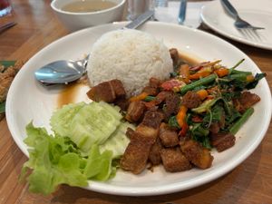 Amazing crispy pork laab at VEGAN PHUKET in Phuket