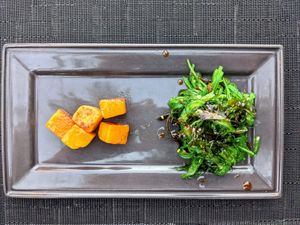 Vegan sweet potato and seaweed salad at the Hibachi grill at Ayada Maldives in Maguhdhuvaa Island