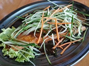 Sweet and sour Mock fish at Leaf Corner 慈素 - Jurong in West Singapore