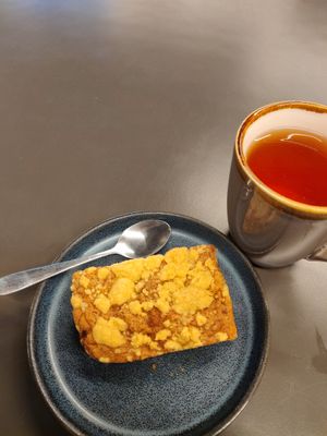 Vegan crumble cake at The Climbing Hangar in Sheffield