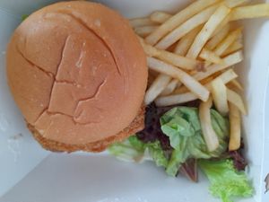 Fillet no fish burger set at Blooming Sprouts 旺盛素食 in Central Singapore
