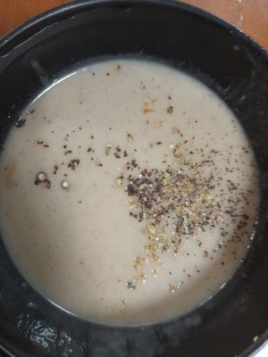 Vegan mushroom soup at Blooming Sprouts 旺盛素食 in Central Singapore