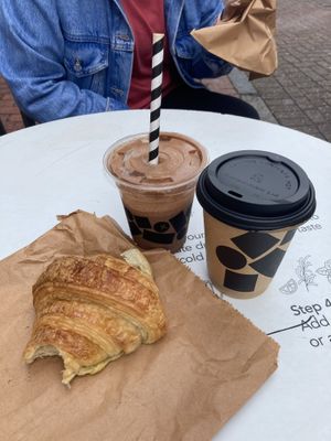 Iced Chocolate drink / Latte / Vegan Croissant! 🥐  at Knoops in Brighton