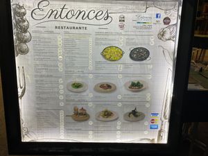 Aktuelle Speisekarte mit Preisen  at Entonces in Marbella