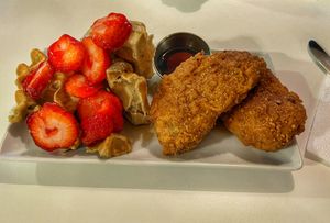 Chicken and Waffles   at Vegan Monarch Bakery & Café in Winter Haven