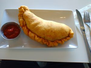 Vegan calzone at Vegan Monarch Bakery & Café in Winter Haven
