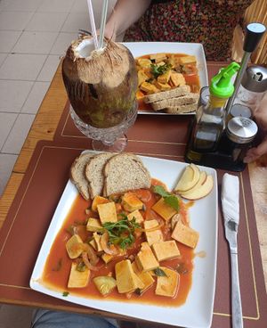 Tofu stroganoff at Natura Coffee Shop in Praia