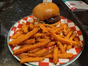 Spicy Black Bean Burger at Frankie & Benny's in Chester