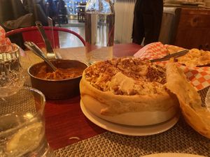 Vegan chicken tikka masala (L), vegan chicken biryani (R)  at Khau Gully in Toronto