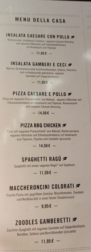 Vegan menu at L'Osteria - Stuttgart Mailänder Platz in Stuttgart
