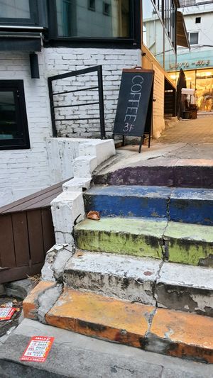 look out for this sign: cafe on 3rd floor! at Coffee Doga Heritage - Itaewon branch 커피도가 헤리티지 이태원점 in Seoul