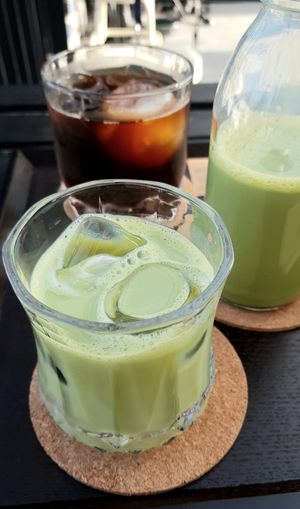 Vegan Matcha milk tea at Coffee Doga Heritage - Itaewon branch 커피도가 헤리티지 이태원점 in Seoul
