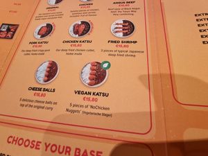 Vegan option vegan katsu on menu at Currychiwa in Ghent