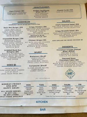 Menu  at 1487 Brewery in Plain City