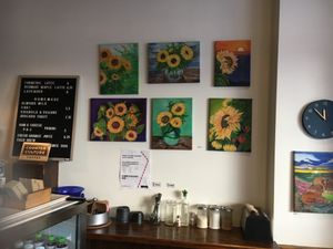 Wall art at Lucid Café in New York City