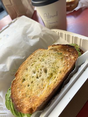 Avocado toast and almond turmeric latte   at Lucid Café in New York City