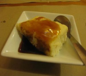 Dessert: I didn't care for the brown topping at all, but the underneath wasn't bad.   at Amaltea in Barcelona