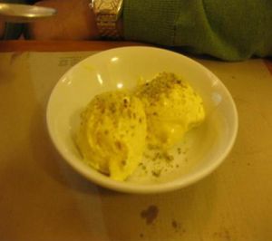 Dessert with the prix fixe dinner at Amaltea in Barcelona