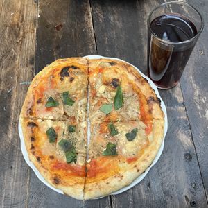 Pizza and drink option   at La María Bistro Veg in Bogota