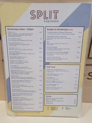 Menu  #Veganuary at Split Cafe & Espresso Bar in Sawtell