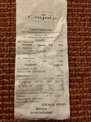   at Coyote Coffee & Deli in Budapest