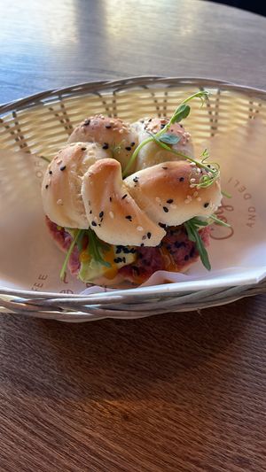 Vegan sandwich with avocado and hummuss  at Coyote Coffee & Deli in Budapest