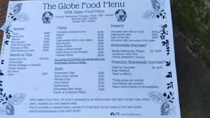 September 21 menu at The Globe in Glossop