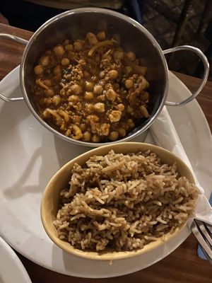 Chickpea curry and rice  at The Globe in Glossop