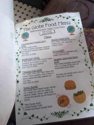 Menu at The Globe in Glossop