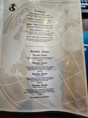 Menu May 2023 at The Globe in Glossop