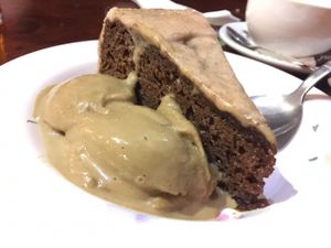 cinnamon cake with toffee ice cream  at The Globe in Glossop