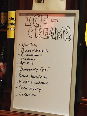 Homemade ice cream flavours at The Globe in Glossop